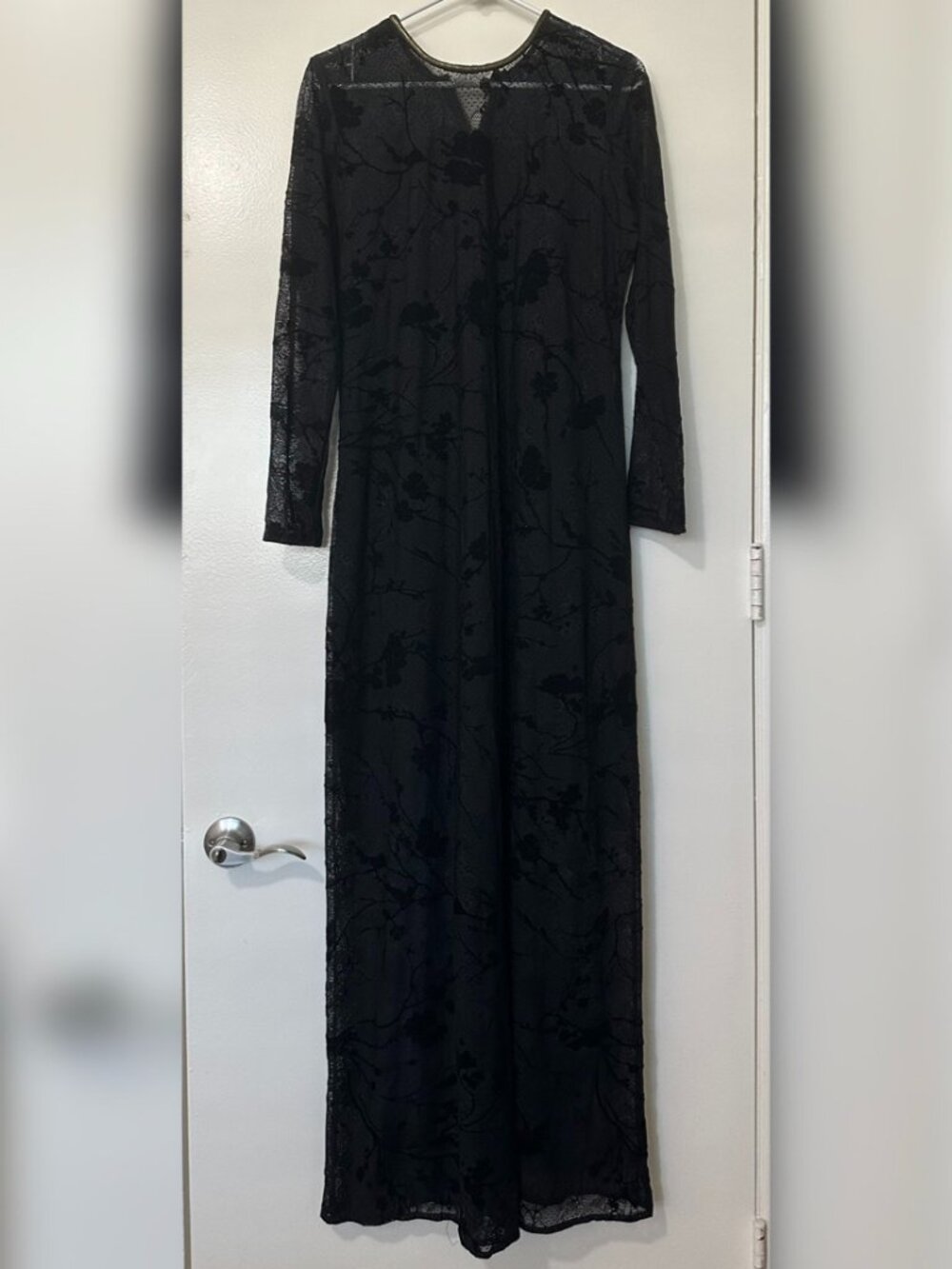Black Floral Lace Maxi Dress